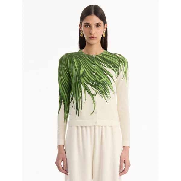 Oscar de la Renta Palm Leaves Cardigan - Knitwear - American Luxury Evening Wear at Coveti