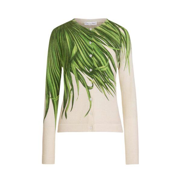 Oscar de la Renta Palm Leaves Cardigan - Knitwear - American Luxury Evening Wear at Coveti