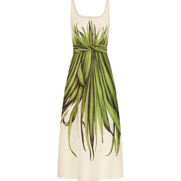 Oscar de la Renta Palm Leaves Cotton Poplin Dress - Dresses - American Luxury Evening Wear at Coveti