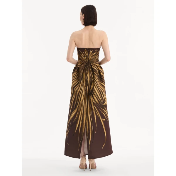 Oscar de la Renta Palm Leaves Faille Gown - Dresses - American Luxury Evening Wear at Coveti