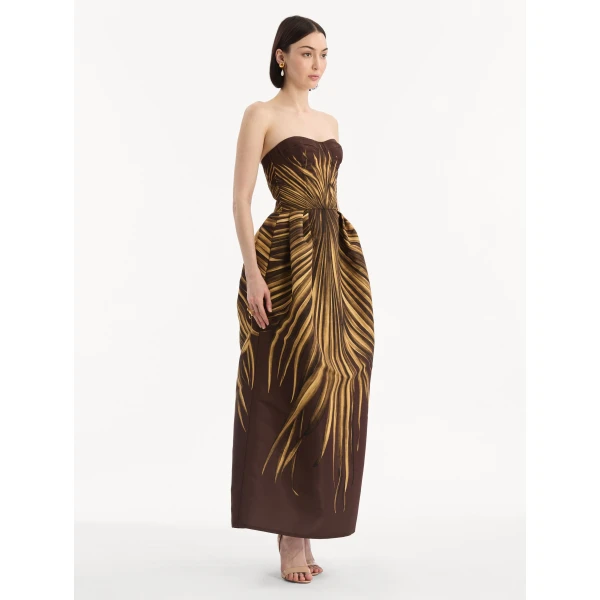 Oscar de la Renta Palm Leaves Faille Gown - Dresses - American Luxury Evening Wear at Coveti