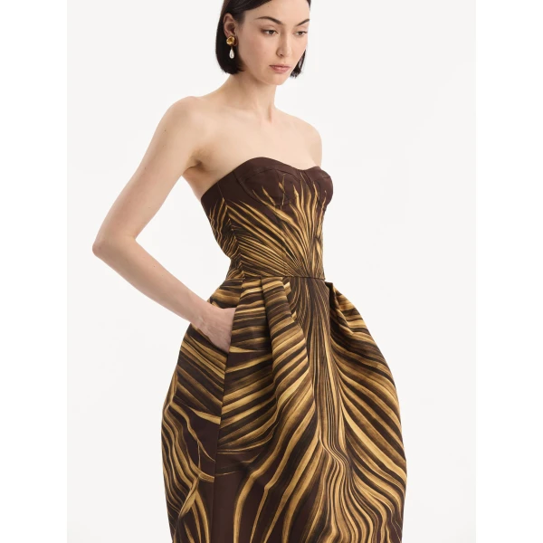 Oscar de la Renta Palm Leaves Faille Gown - Dresses - American Luxury Evening Wear at Coveti