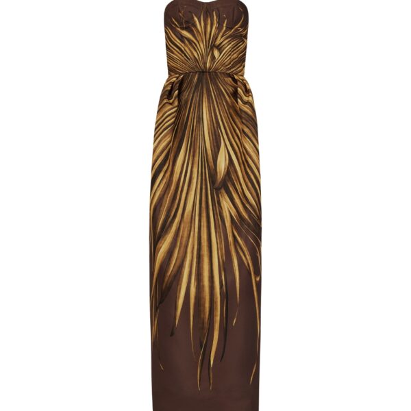 Oscar de la Renta Palm Leaves Faille Gown - Dresses - American Luxury Evening Wear at Coveti