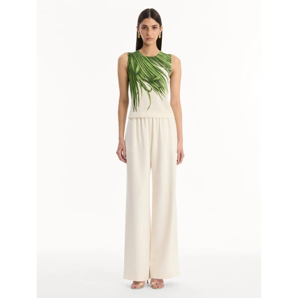 Oscar de la Renta Palm Leaves Tank - Tops - American Luxury Evening Wear at Coveti