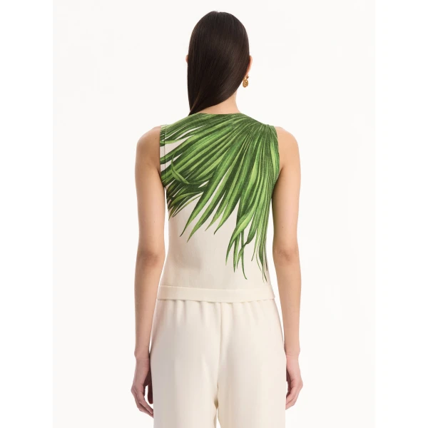 Oscar de la Renta Palm Leaves Tank - Tops - American Luxury Evening Wear at Coveti