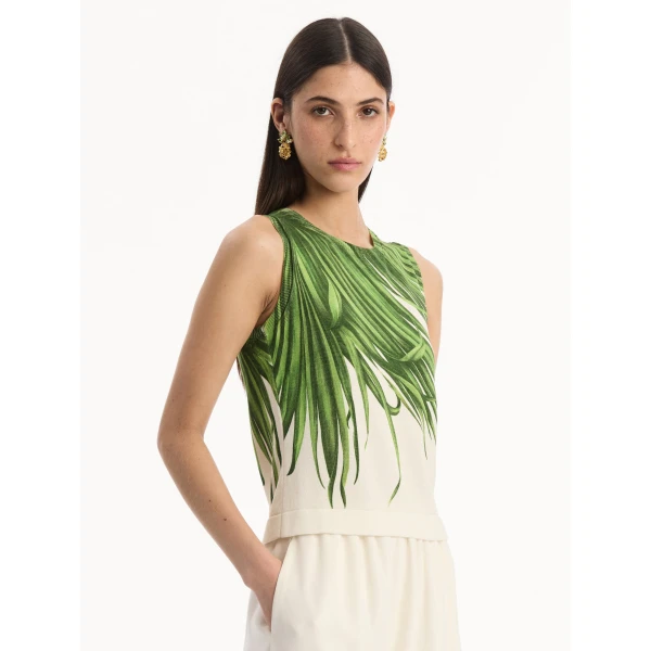 Oscar de la Renta Palm Leaves Tank - Tops - American Luxury Evening Wear at Coveti