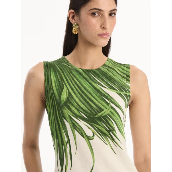 Oscar de la Renta Palm Leaves Tank - Tops - American Luxury Evening Wear at Coveti