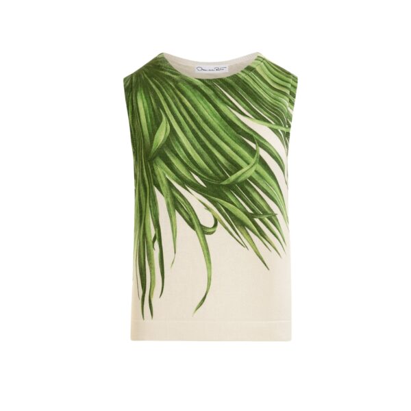 Oscar de la Renta Palm Leaves Tank - Tops - American Luxury Evening Wear at Coveti