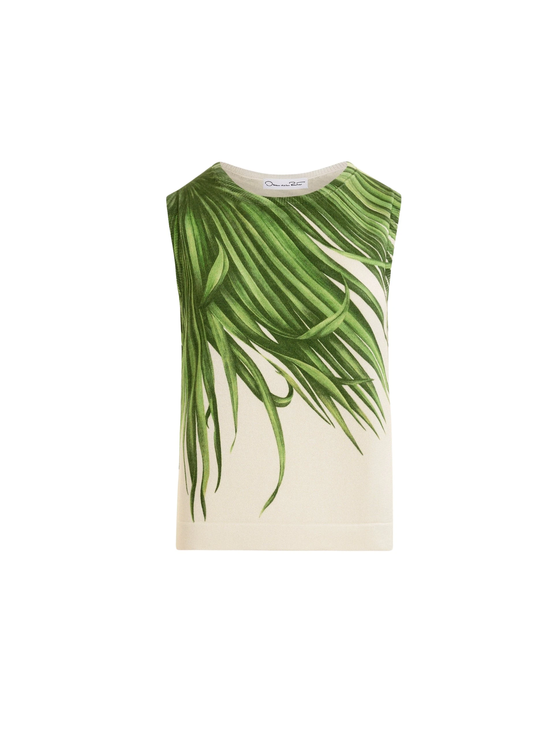 Oscar de la Renta Palm Leaves Tank - Tops - American Luxury Evening Wear at Coveti