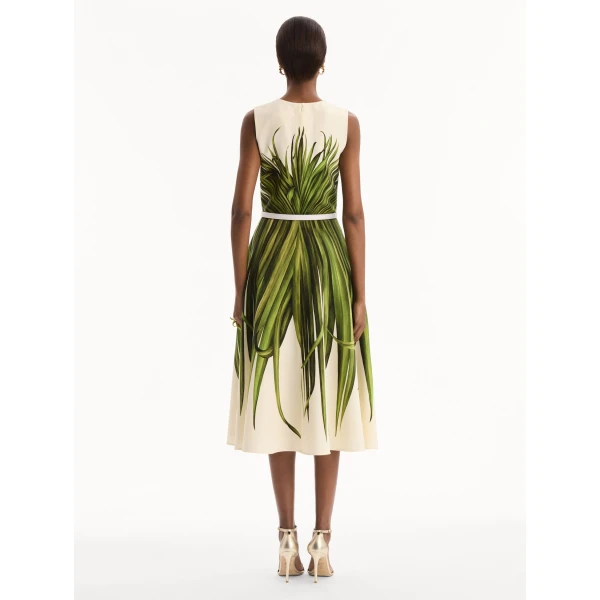 Oscar de la Renta Palm Leaves Wool-Blend Dress - Dresses - American Luxury Evening Wear at Coveti