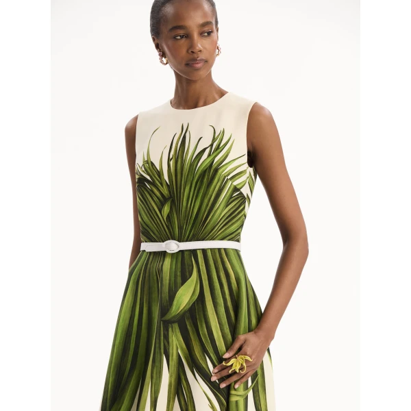 Oscar de la Renta Palm Leaves Wool-Blend Dress - Dresses - American Luxury Evening Wear at Coveti