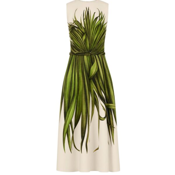 Oscar de la Renta Palm Leaves Wool-Blend Dress - Dresses - American Luxury Evening Wear at Coveti