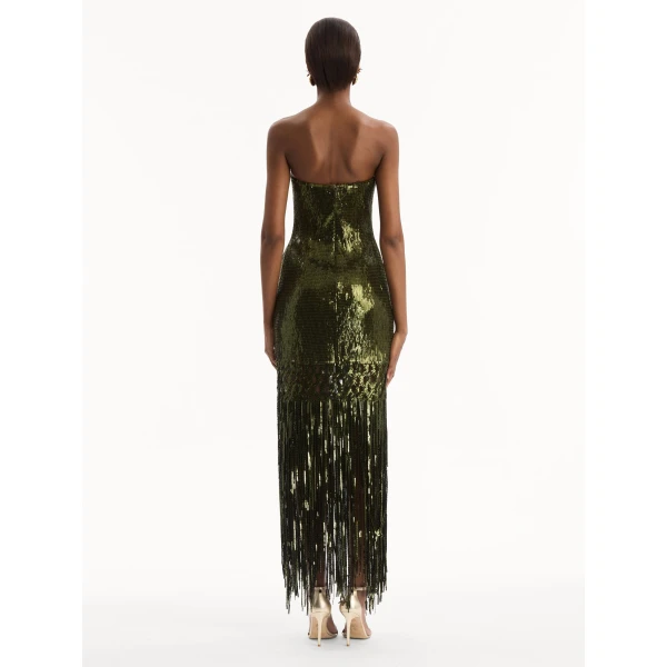 Oscar de la Renta Sequin Fringe Gown - Dresses - American Luxury Evening Wear at Coveti