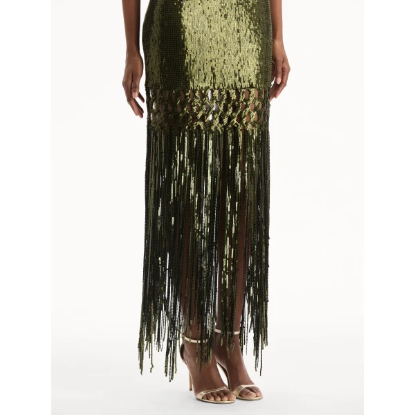 Oscar de la Renta Sequin Fringe Gown - Dresses - American Luxury Evening Wear at Coveti
