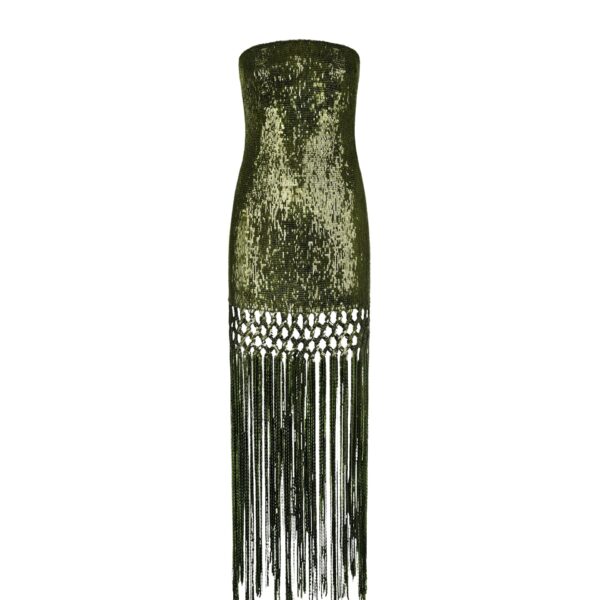 Oscar de la Renta Sequin Fringe Gown - Dresses - American Luxury Evening Wear at Coveti