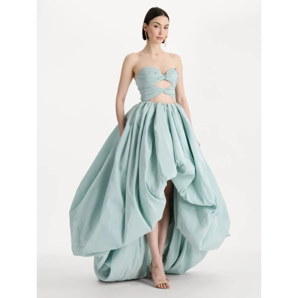 Oscar de la Renta Silk Faille High-Low Gown - Dresses - American Luxury Evening Wear at Coveti
