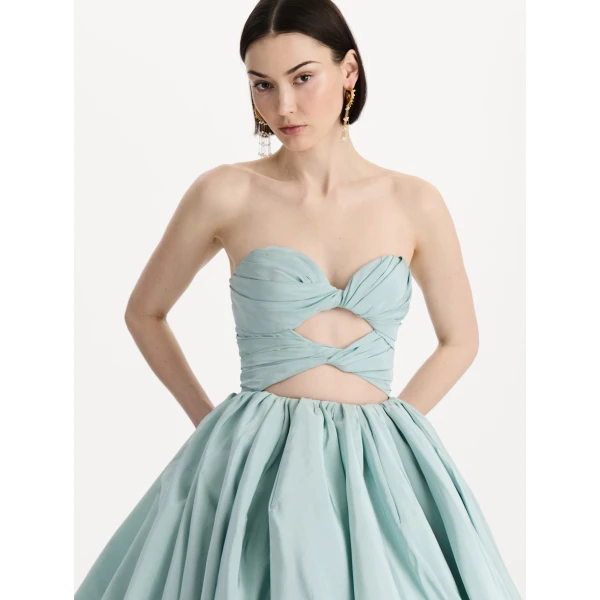 Oscar de la Renta Silk Faille High-Low Gown - Dresses - American Luxury Evening Wear at Coveti