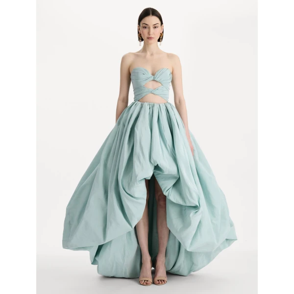 Oscar de la Renta Silk Faille High-Low Gown - Dresses - American Luxury Evening Wear at Coveti