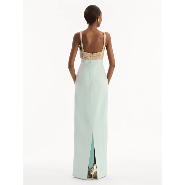 Oscar de la Renta Twist-Detail Metallic Column Gown - Dresses - American Luxury Evening Wear at Coveti