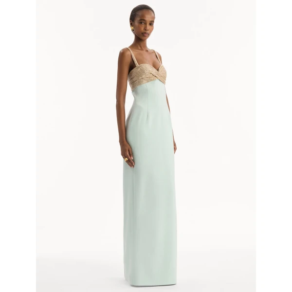 Oscar de la Renta Twist-Detail Metallic Column Gown - Dresses - American Luxury Evening Wear at Coveti