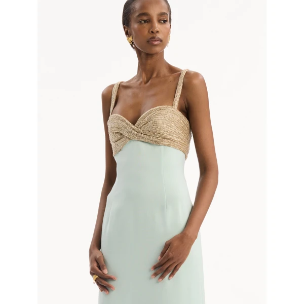 Oscar de la Renta Twist-Detail Metallic Column Gown - Dresses - American Luxury Evening Wear at Coveti