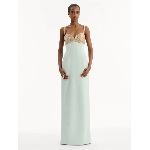 Oscar de la Renta Twist-Detail Metallic Column Gown - Dresses - American Luxury Evening Wear at Coveti