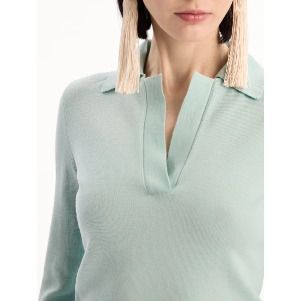 Oscar de la Renta Wool Polo Pullover - Knitwear - American Luxury Evening Wear at Coveti