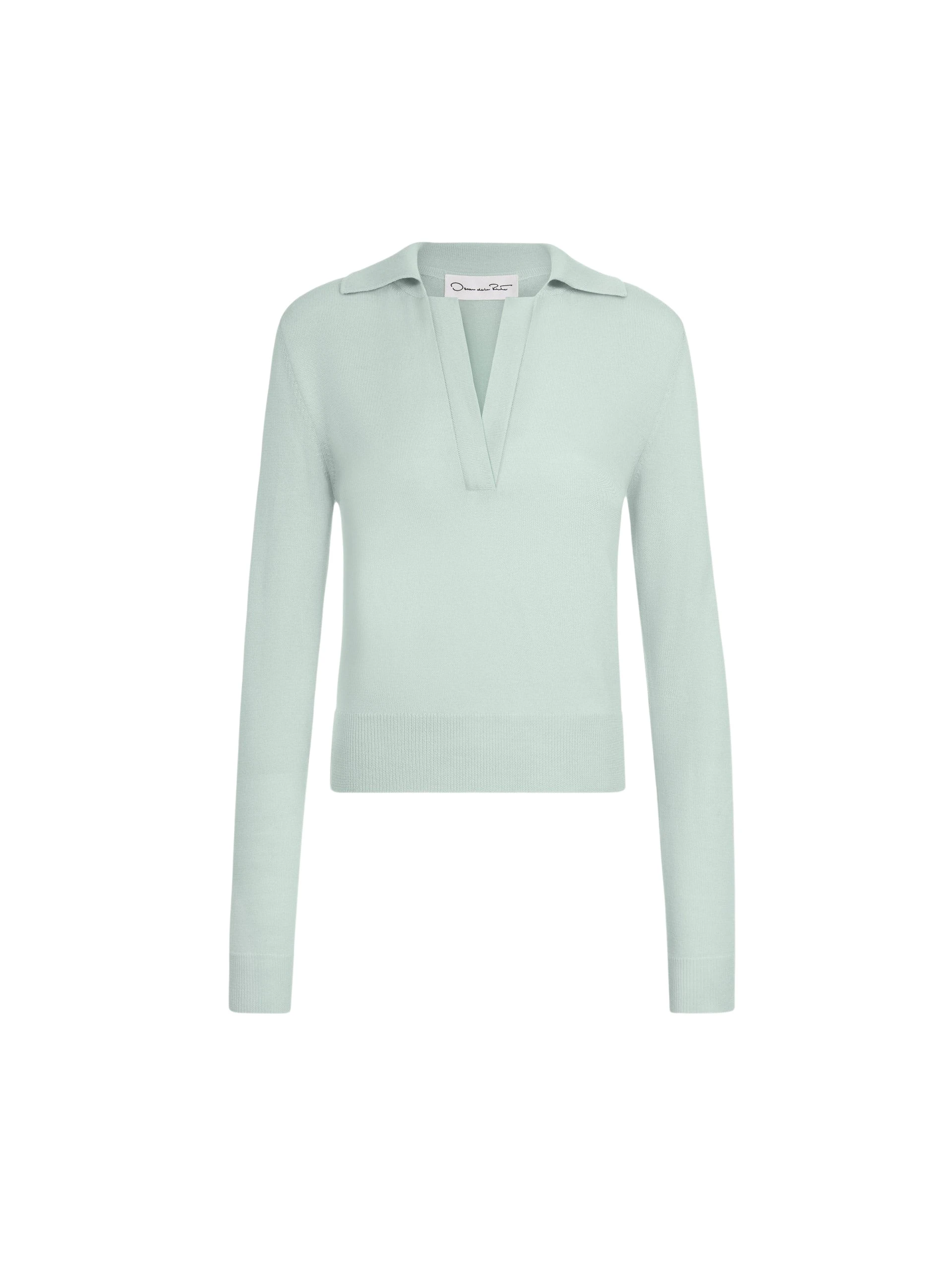Oscar-de-la-Renta-Wool-Polo-Pullover66871_nobg Oscar de la Renta Wool Polo Pullover - Knitwear - American Luxury Evening Wear at Coveti
