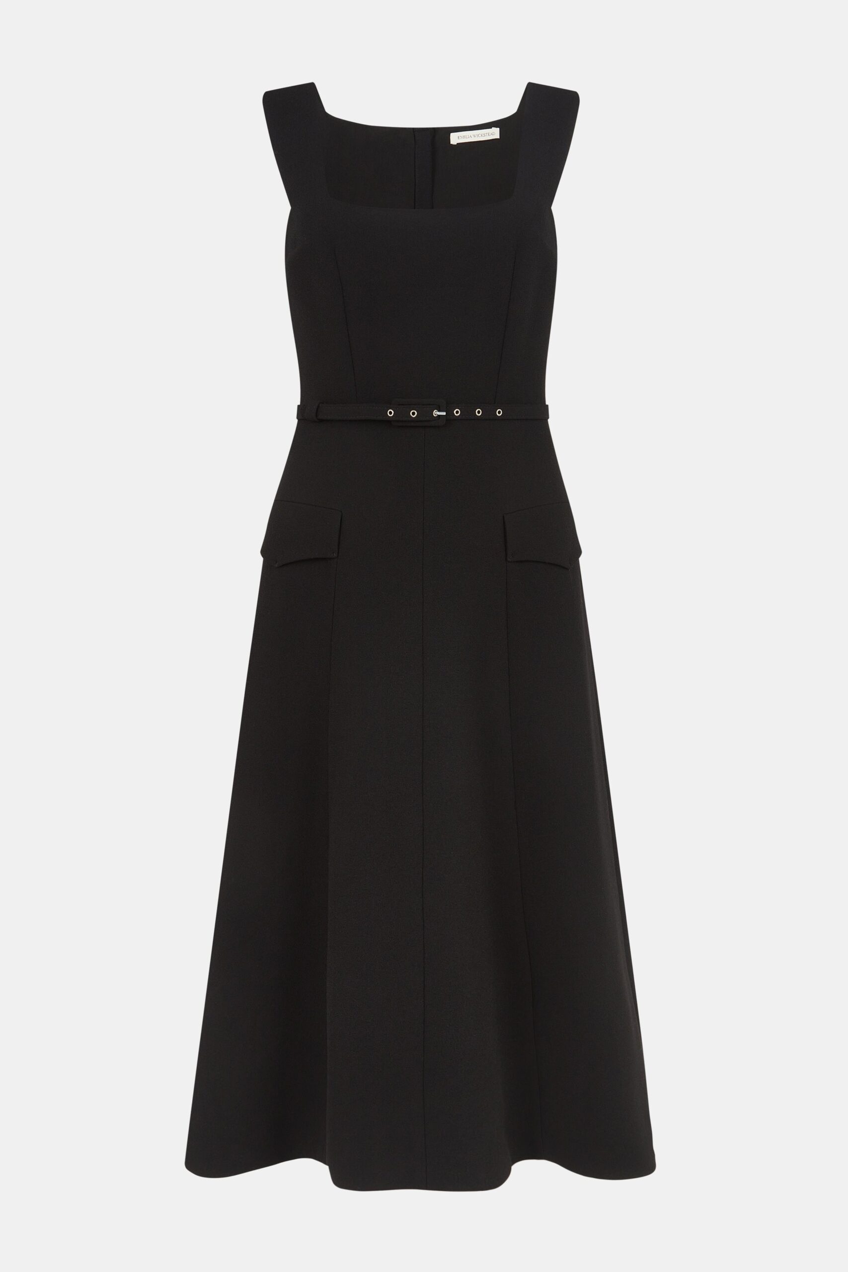 Emilia Wickstead Petra Dress in Black Single Wool Crepe