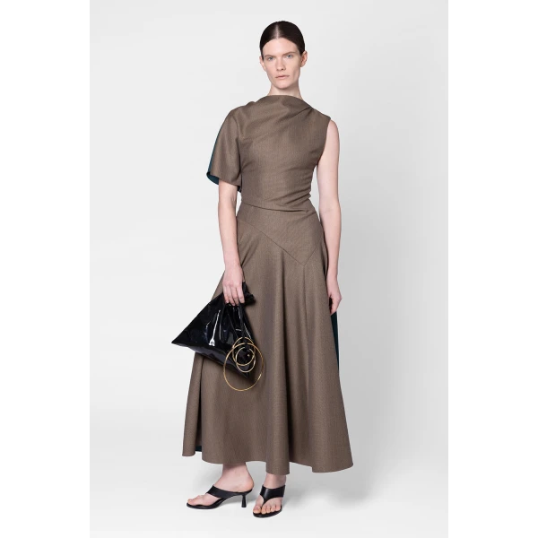 brown melange dresse