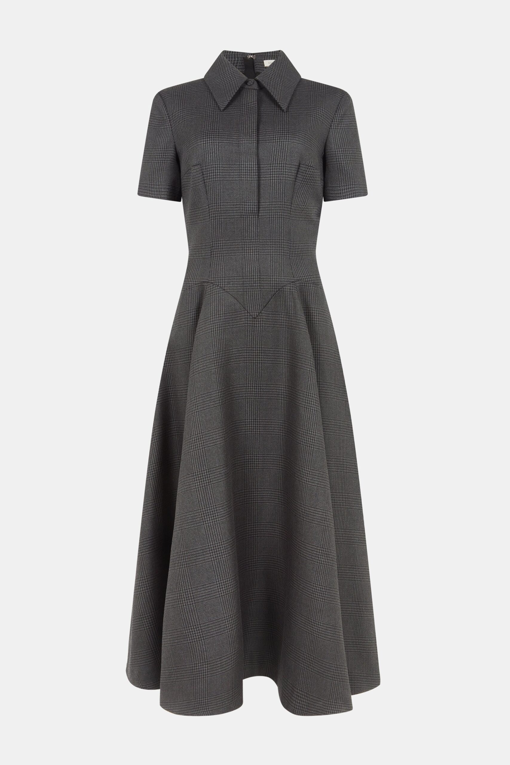 Emilia Wickstead Jody Dress in Charcoal and Black Prince of Wales