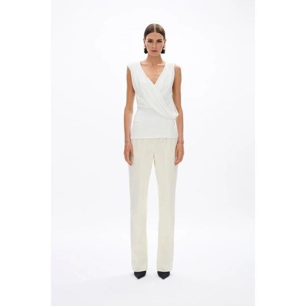 Rachel Gilbert Kingston Drape Top - Rachel Gilbert Ivory - Australian Luxury Evening Wear at Coveti