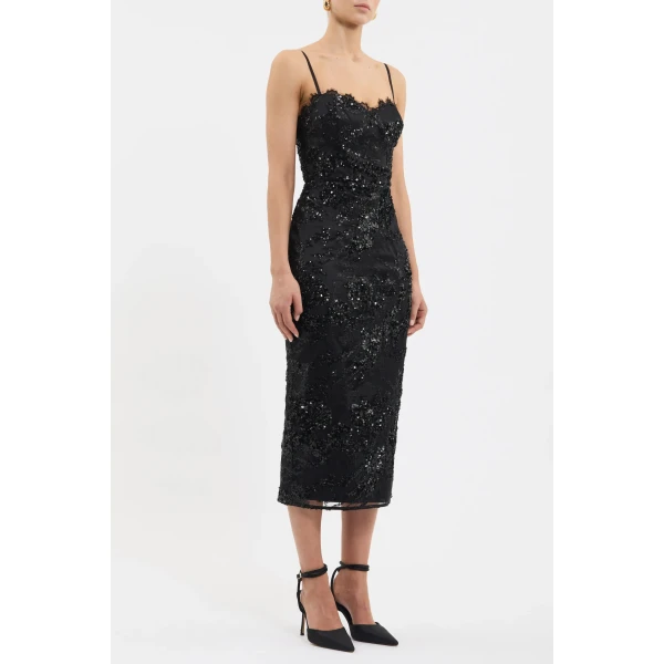 Rebecca Vallance Black midi dress