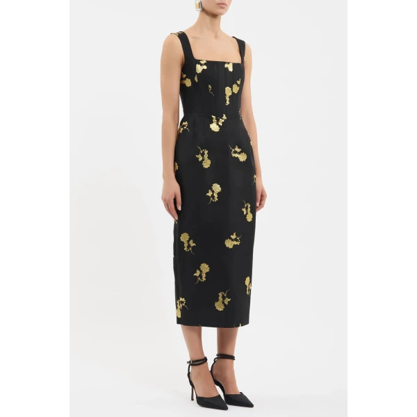 Rebecca Vallance Black midi dress