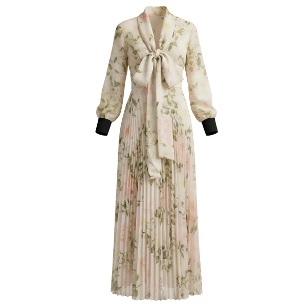 Pink Floral Chiffon Gown