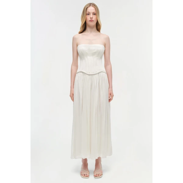Simkhai Adalys Strapless Jersey Dress in Ivory, view 7