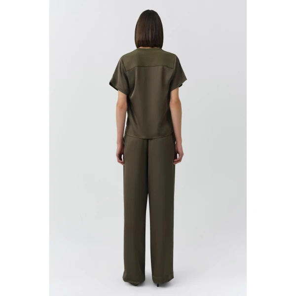 Simkhai Addy Satin Combo Tee in Sea Turtle Top, view 4