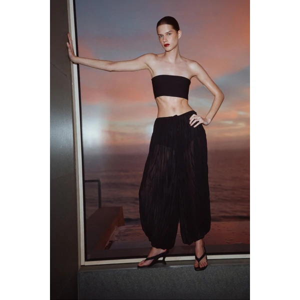 Simkhai Afton Crinkle Jersey Balloon Pant in Black, view 6