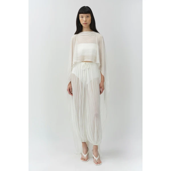 Simkhai Afton Crinkle Jersey Balloon Pant in Ivory, view 3