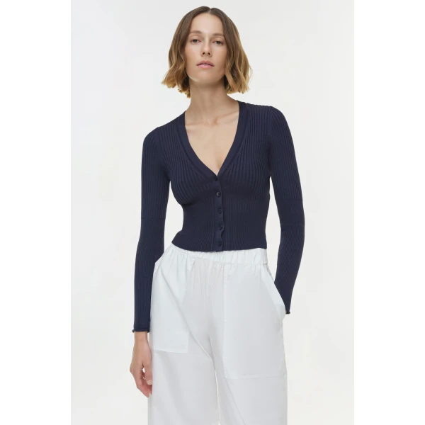 Simkhai Ailany Knit Cardigan in Midnight, view 3