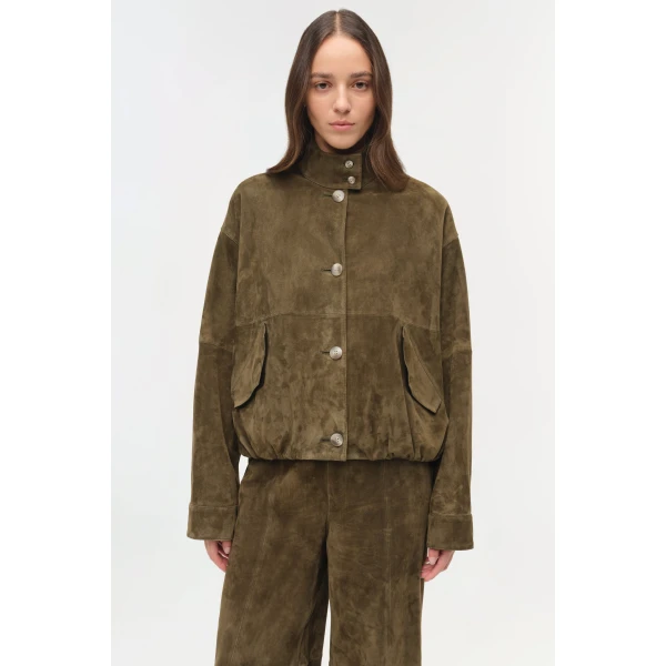 Simkhai Albie Suede Pant in Ivy, view 3