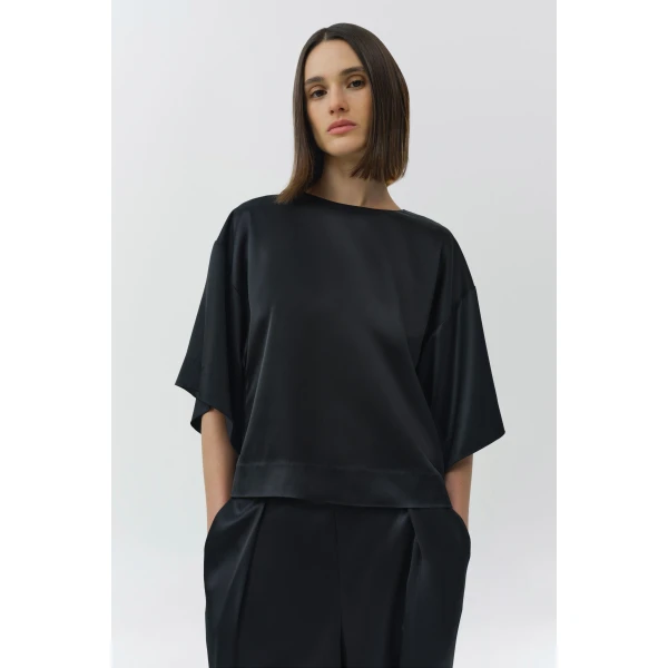 Simkhai Alina Satin Top in Black, view 3