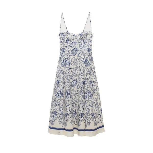 Simkhai Analise Linen Bustier Midi Dress in Blueberry Multi