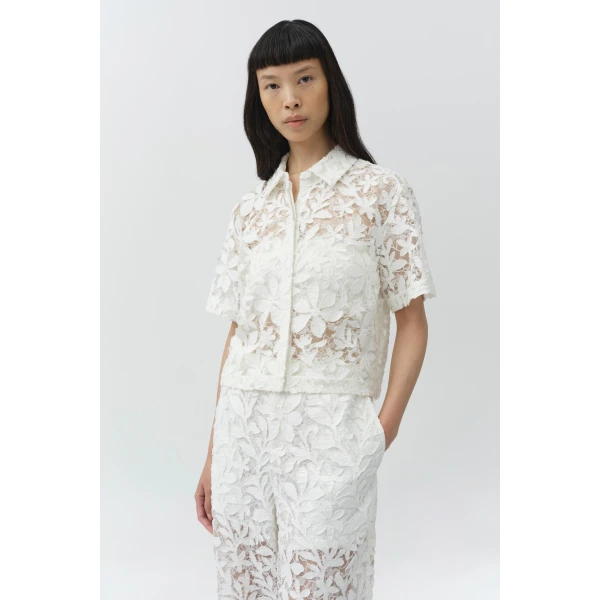 Simkhai Annaelle Cotton Lace Top in White, view 2