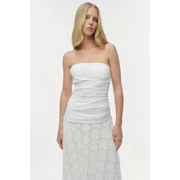 Simkhai Annalise Cotton Lace Midi Dress in Ivory, view 2