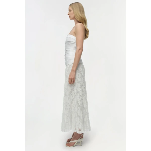 Simkhai Annalise Cotton Lace Midi Dress in Ivory, view 4