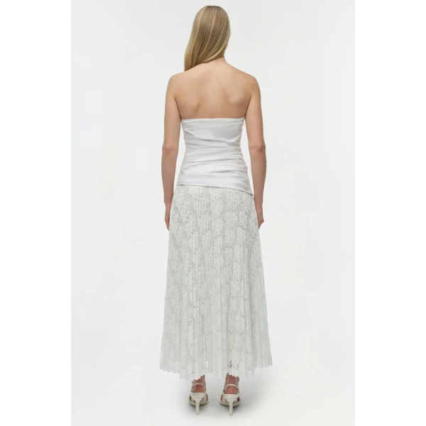 Simkhai Annalise Cotton Lace Midi Dress in Ivory, view 5