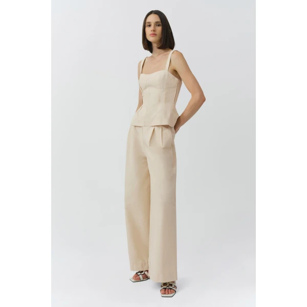 Simkhai April Cotton Faille Bustier Top in Stone, view 4
