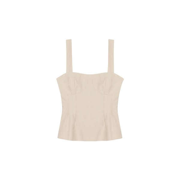 Simkhai April Cotton Faille Bustier Top in Stone