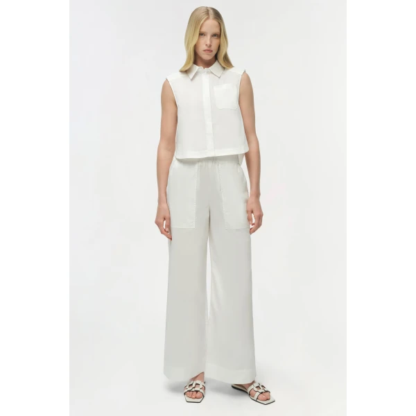 Simkhai Arden Cotton Pant in White, view 6